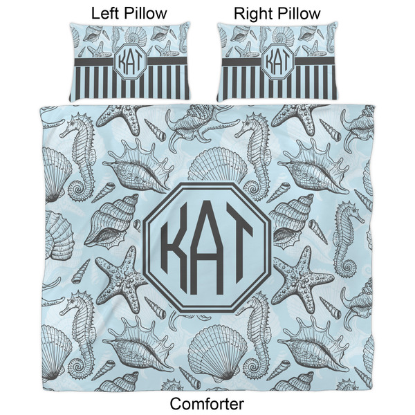 Sea-blue Seashells Comforter Set - King - Approval
