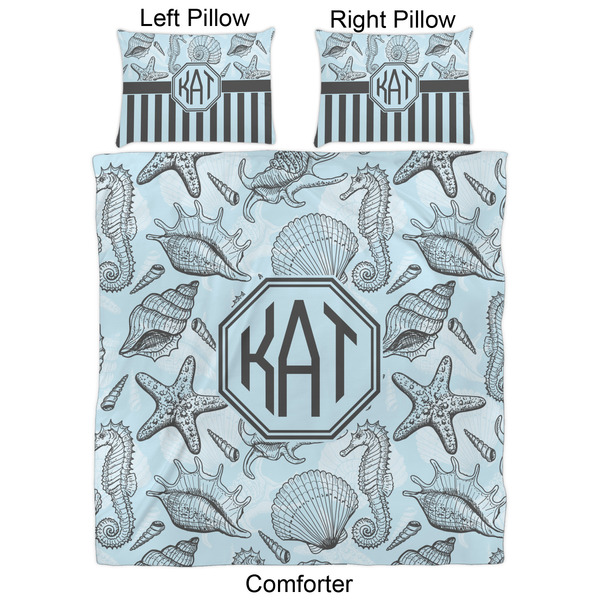 Sea-blue Seashells Comforter Set - Queen - Approval