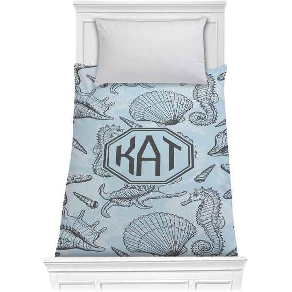 Custom Sea-blue Seashells Comforter - Twin (Personalized)