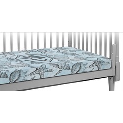 Sea-blue Seashells Crib Fitted Sheet (Personalized)