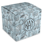 Sea-blue Seashells Cube Favor Gift Boxes (Personalized)