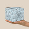 Sea-blue Seashells Cube Favor Gift Box - On Hand - Scale View
