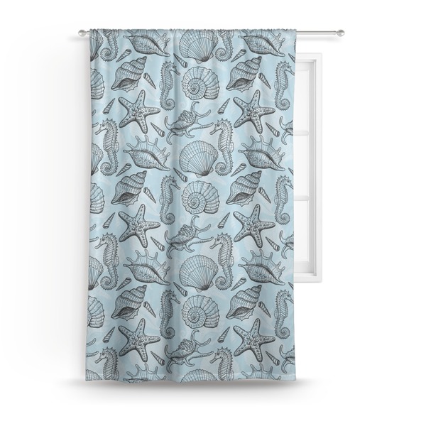 Custom Sea-blue Seashells Curtain - 50"x84" Panel