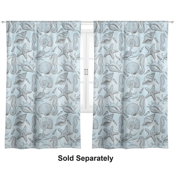Custom Sea-blue Seashells Curtain Panel - Custom Size
