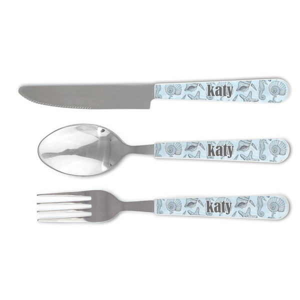 Custom Sea-blue Seashells Cutlery Set (Personalized)