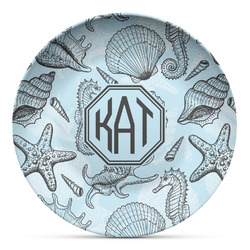 Sea-blue Seashells Microwave Safe Plastic Plate - Composite Polymer (Personalized)