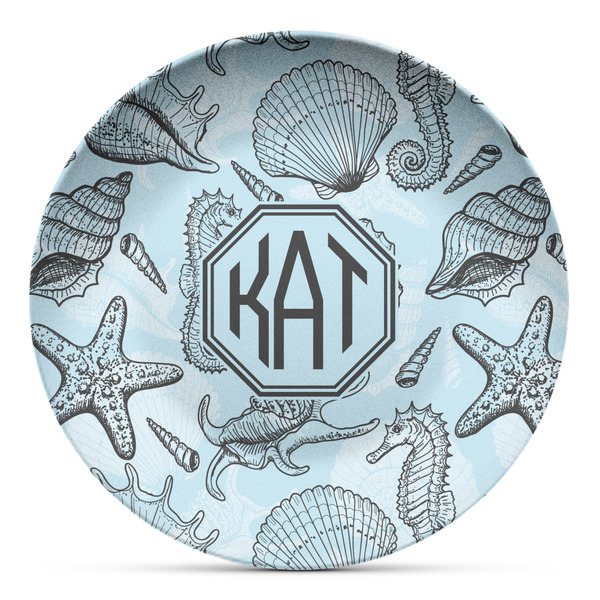 Custom Sea-blue Seashells Microwave Safe Plastic Plate - Composite Polymer (Personalized)