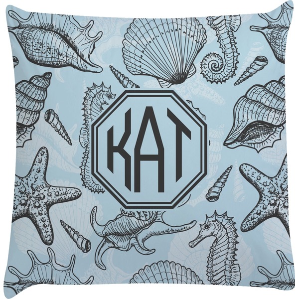 Custom Sea-blue Seashells Decorative Pillow Case (Personalized)