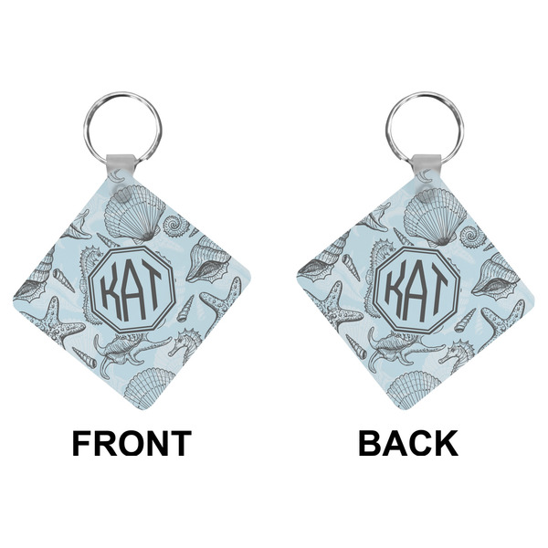 Sea-blue Seashells Diamond Keychain (Front + Back)