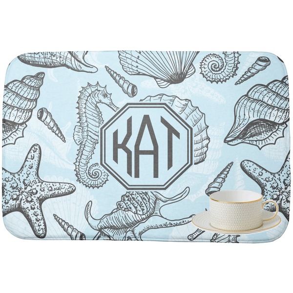 Sea-blue Seashells Dish Drying Mat