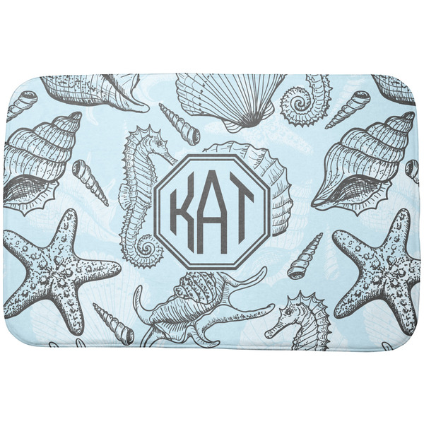 Custom Sea-blue Seashells Dish Drying Mat (Personalized)