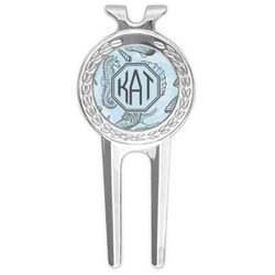 Sea-blue Seashells Golf Divot Tool & Ball Marker (Personalized)