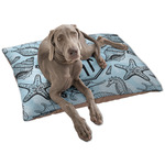 Sea-blue Seashells Dog Bed - Large w/ Monogram