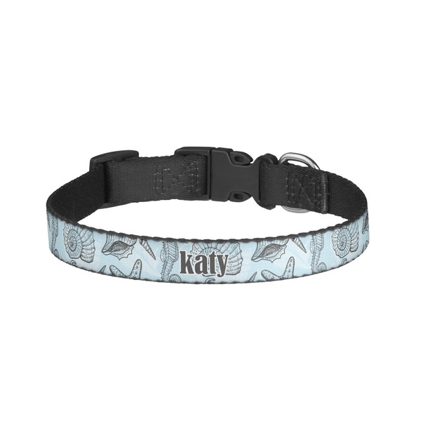 Custom Sea-blue Seashells Dog Collar - Small (Personalized)