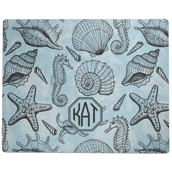 Sea-blue Seashells Dog Food Mat - Large without Bowls