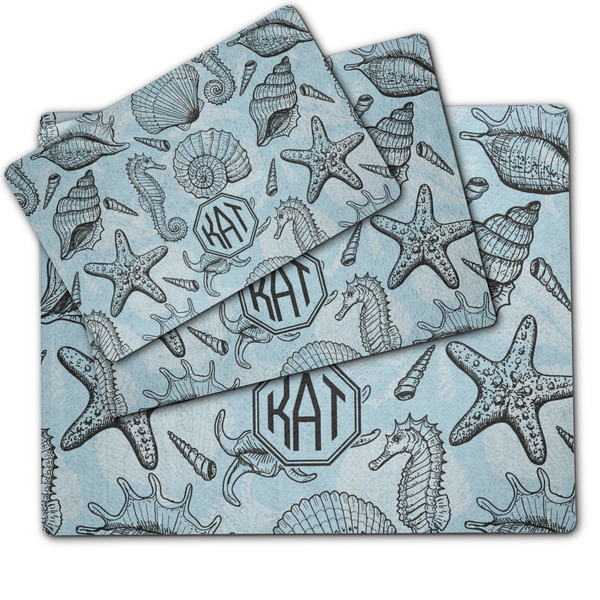 Sea-blue Seashells Dog Food Mat - MAIN (sm, med, lrg)