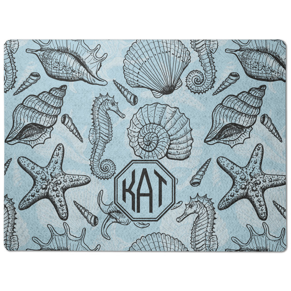 Sea-blue Seashells Dog Food Mat - Medium without bowls