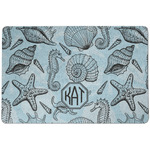 Sea-blue Seashells Dog Food Mat w/ Monogram