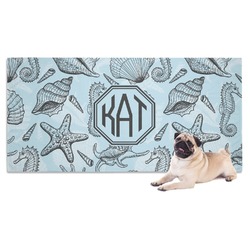 Sea-blue Seashells Dog Towel (Personalized)