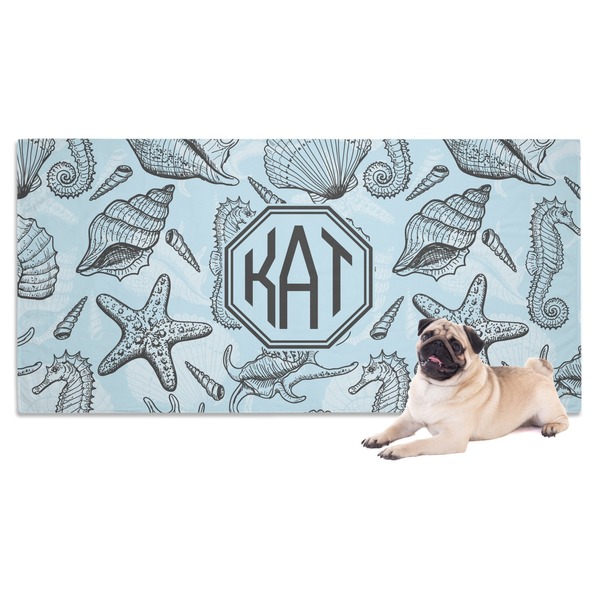 Custom Sea-blue Seashells Dog Towel (Personalized)