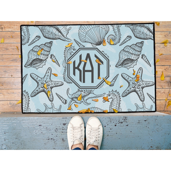Sea-blue Seashells Door Mat - LIFESTYLE (Med)