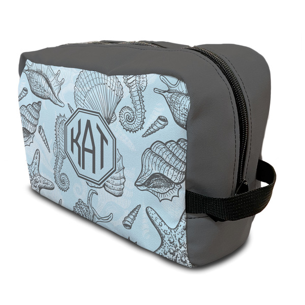Custom Sea-blue Seashells Toiletry Bag / Dopp Kit (Personalized)