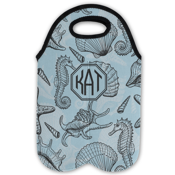 Sea-blue Seashells Double Wine Tote - Flat (new)