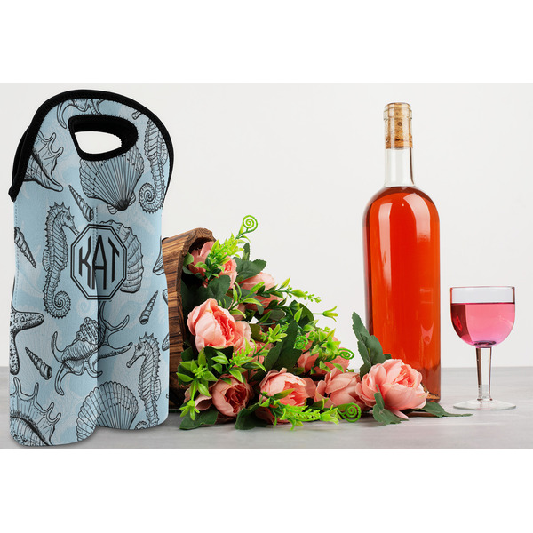 Sea-blue Seashells Double Wine Tote - LIFESTYLE (new)