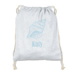 Sea-blue Seashells Drawstring Backpack - Sweatshirt Fleece - Double Sided (Personalized)