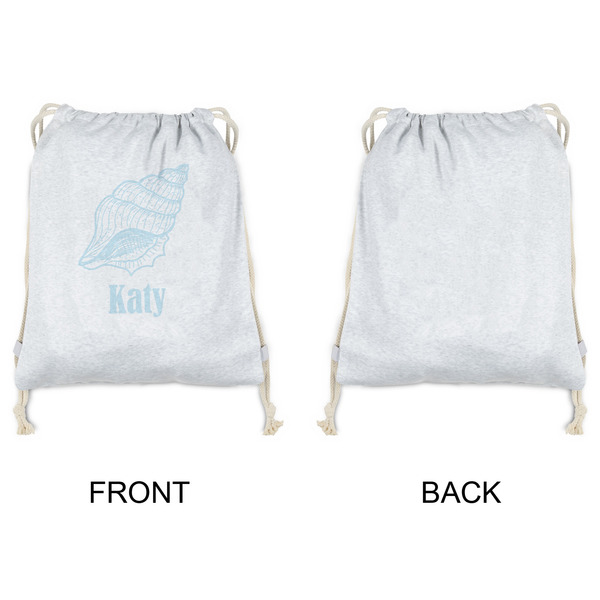 Sea-blue Seashells Drawstring Backpacks - Sweatshirt Fleece - Single Sided - APPROVAL