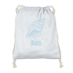 Sea-blue Seashells Drawstring Backpack - Sweatshirt Fleece (Personalized)