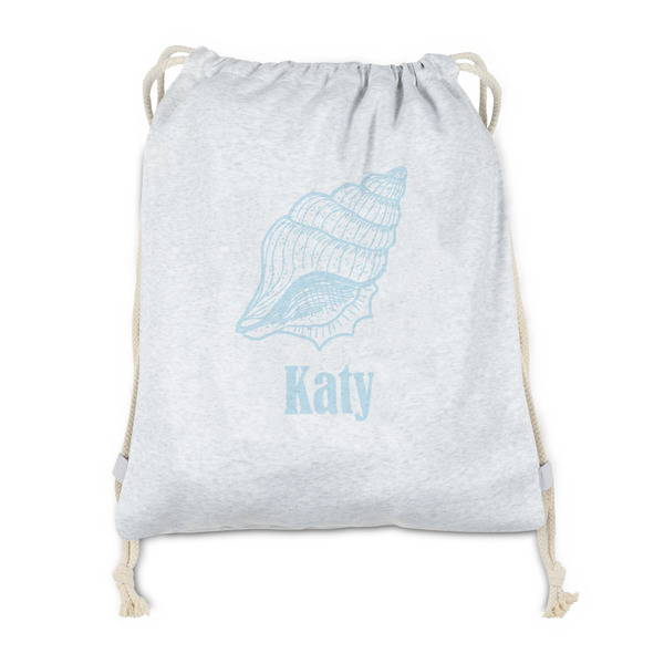 Custom Sea-blue Seashells Drawstring Backpack - Sweatshirt Fleece (Personalized)