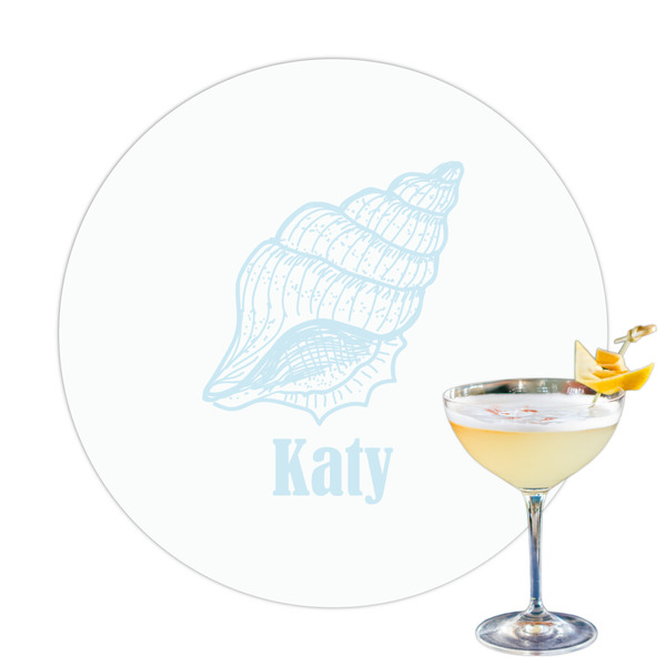 Custom Sea-blue Seashells Printed Drink Topper (Personalized)