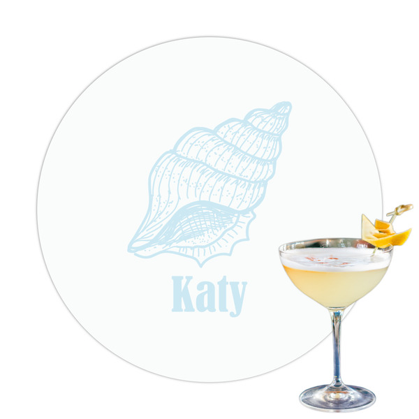 Custom Sea-blue Seashells Printed Drink Topper - 3.25" (Personalized)