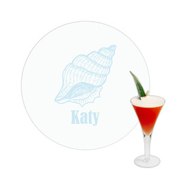 Sea-blue Seashells Printed Drink Topper -  2.5" (Personalized)