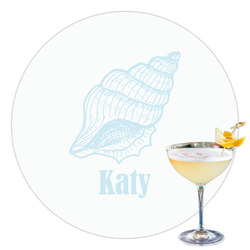 Sea-blue Seashells Printed Drink Topper - 3.5" (Personalized)