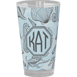 Sea-blue Seashells Pint Glass - Full Color (Personalized)