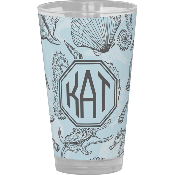 Custom Sea-blue Seashells Pint Glass - Full Color (Personalized)
