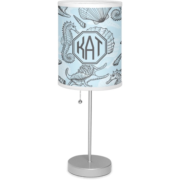 Custom Sea-blue Seashells Lamp with Drum Shade (Personalized)