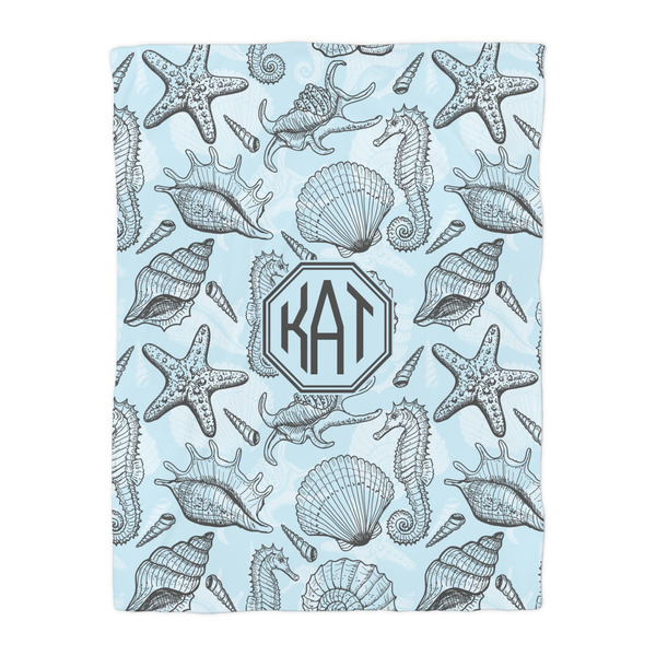 Sea-blue Seashells Duvet Cover - Twin - Front