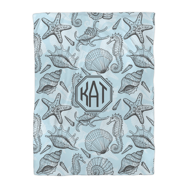 Sea-blue Seashells Duvet Cover - Twin XL - Front