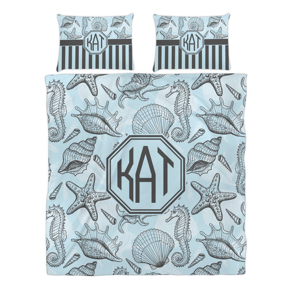 Sea-blue Seashells Duvet cover Set - Queen - Alt Approval