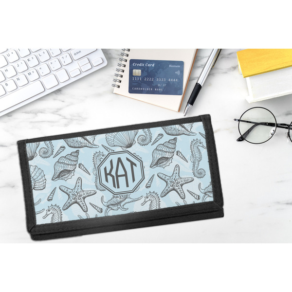 Sea-blue Seashells DyeTrans Checkbook Cover - LIFESTYLE