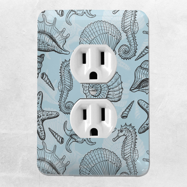 Sea-blue Seashells Electric Outlet Plate - LIFESTYLE