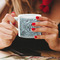 Sea-blue Seashells Espresso Cup - 6oz (Double Shot) LIFESTYLE (Woman hands cropped)