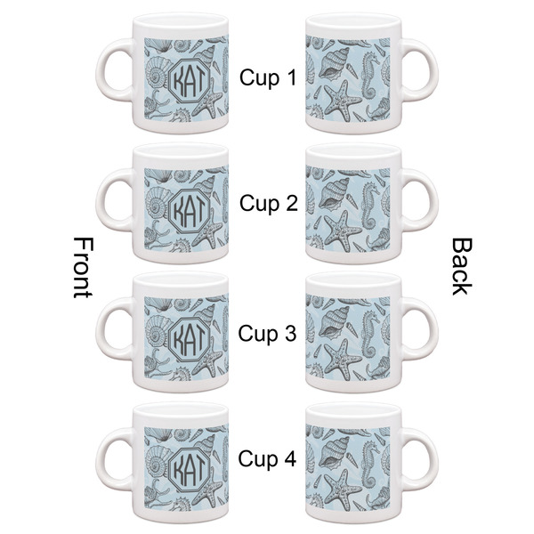 Sea-blue Seashells Espresso Cup Set of 4 - Apvl