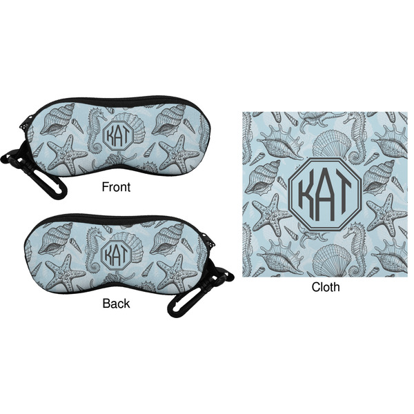 Sea-blue Seashells Eyeglass Case & Cloth (Approval)