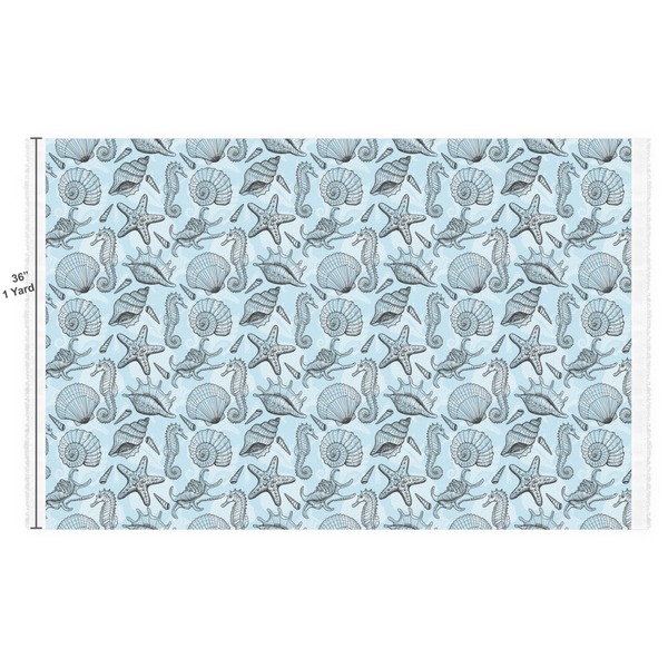 Sea-blue Seashells Fabric Full Yard