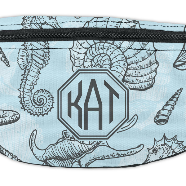Sea-blue Seashells Fanny Pack - Closeup