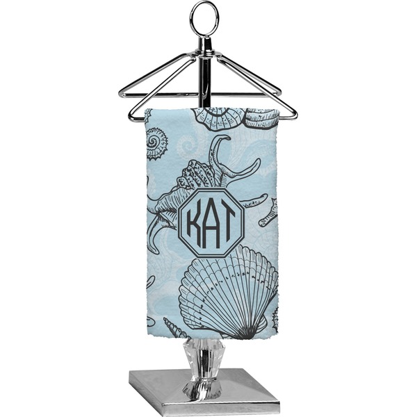 Custom Sea-blue Seashells Finger Tip Towel - Full Print (Personalized)